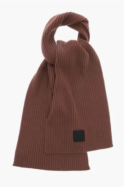 Givenchy Ribbed Wool Scarf In Brown