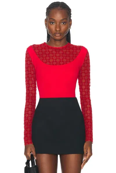 Givenchy Sheer Long Sleeve Top In Red