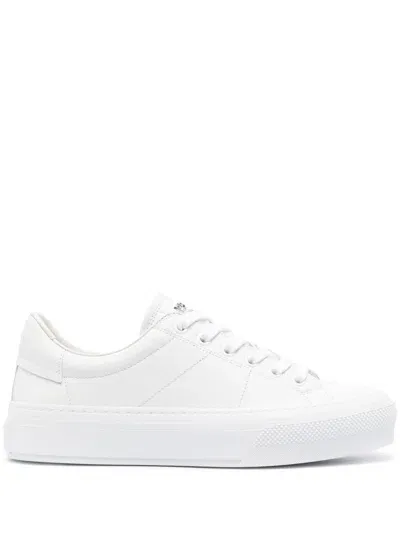 Givenchy City Sport Leather Sneakers In White