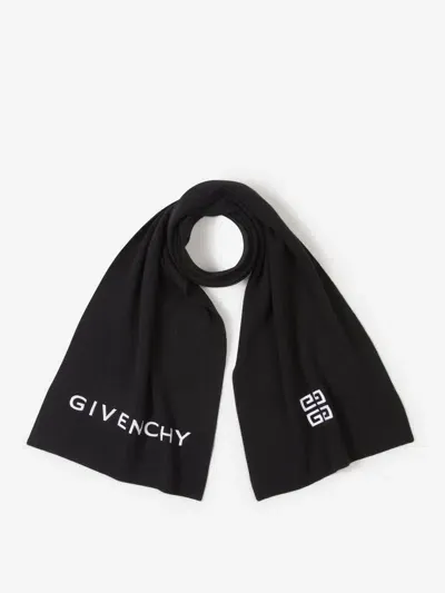 Givenchy Logo-embroidered Wool And Cashmere-blend Scarf In Black