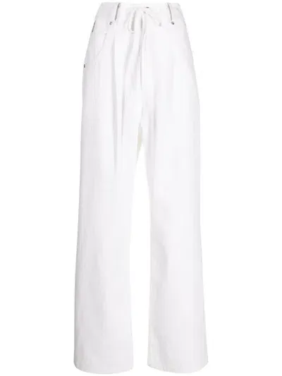 Goen J Contrasting-panel Wide-leg Trousers In White