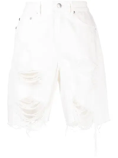 Goen J Distressed Straight-leg Denim Shorts In White