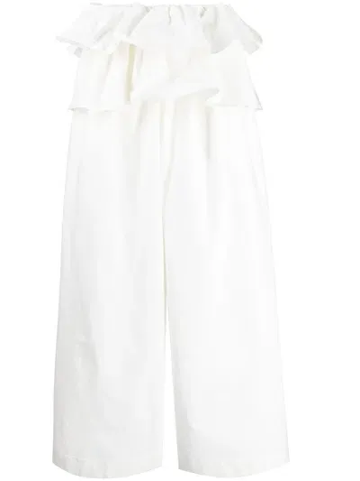 Goen J High-waisted Ruffled Trousers In White