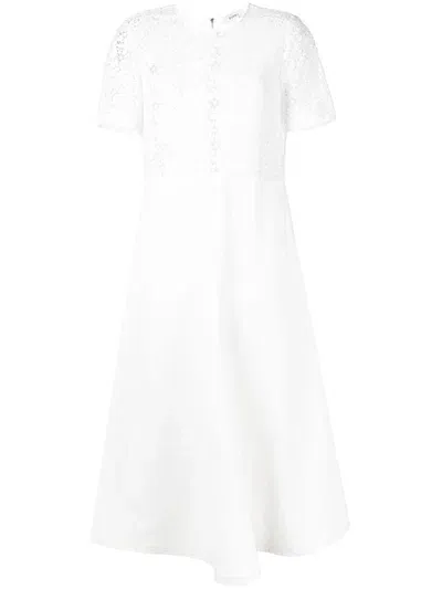 Goen J Macramé-panel Lace Dress In White