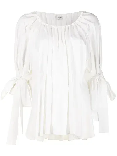 Goen J Pleated Peplum Blouse In White