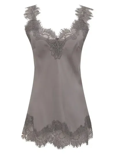 Gold Hawk Grey Silk Lace Trim Tank Top In Gray