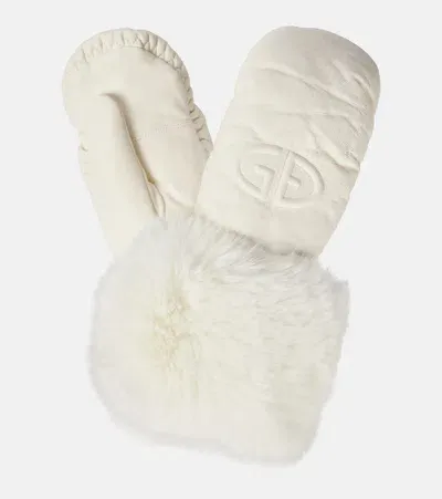 Goldbergh Adore Logo Faux Fur-trimmed Mittens In White