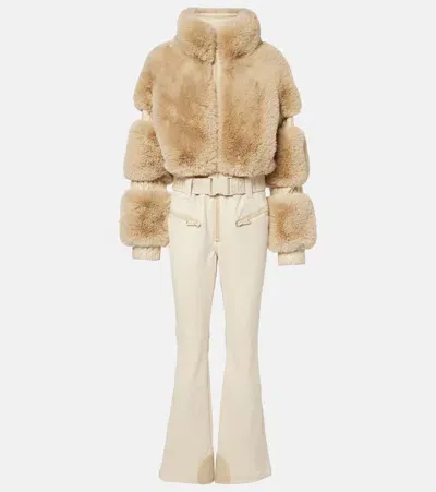 Goldbergh Lieke Faux Fur-trimmed Ski Suit In Neutral