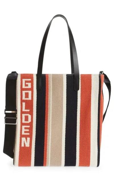 Golden Goose California Bag N-s Stripe Carpet Fabric Body "" Zipped In Blue