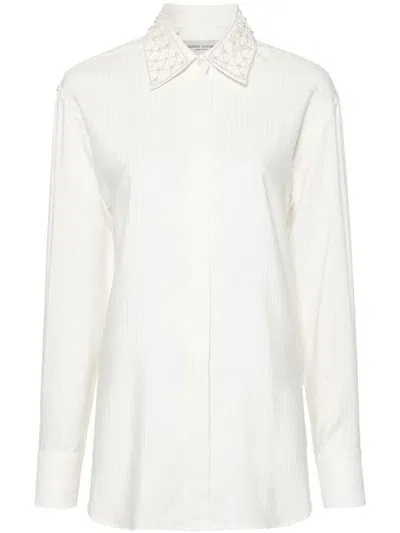 Golden Goose Ribbed-effect Shirt In White