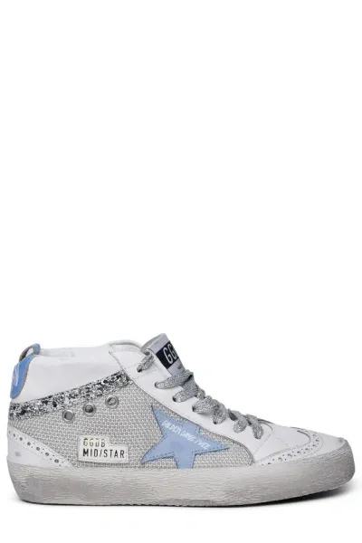 Golden Goose Deluxe Brand Mid Star Mesh Glittered Sneakers In White