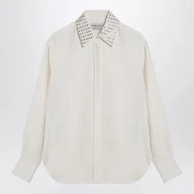 Golden Goose Ivory Shirt With Jacquard Pattern In White