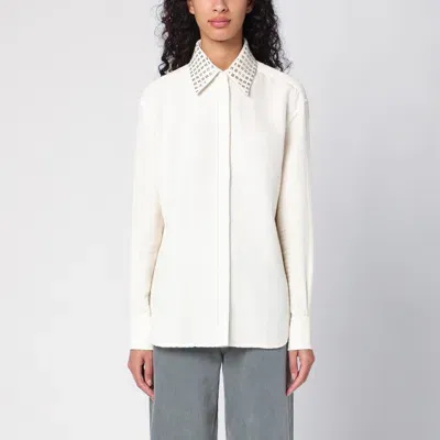 Golden Goose Ivory Shirt With Jacquard Pattern In White