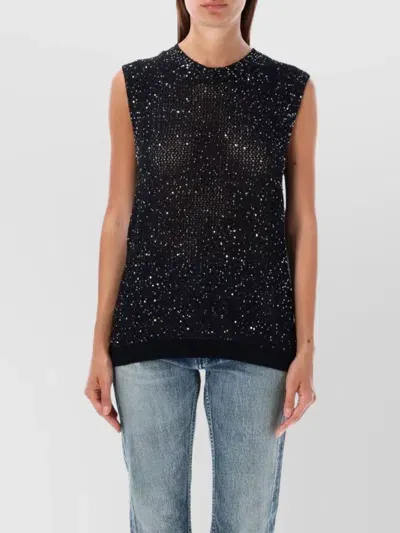 Golden Goose Knit Tank Top Sequin In Black