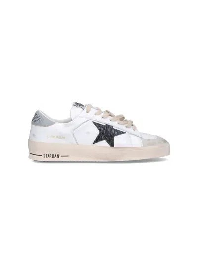 Golden Goose Stardan Distressed Suede-trimmed Leather Sneakers In White