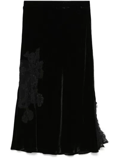 Goldhawk Velvet Midi Skirt In Black