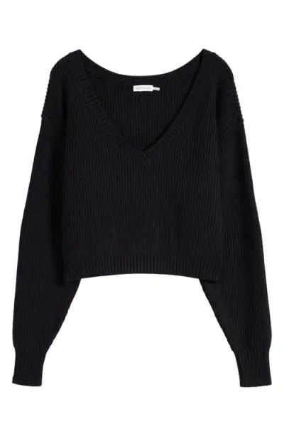 Good American Cozy V-neck Sweater In Black001