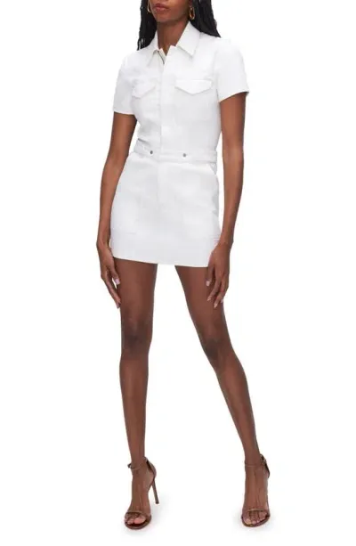 Good American Fit For Success Denim Utility Dress In White