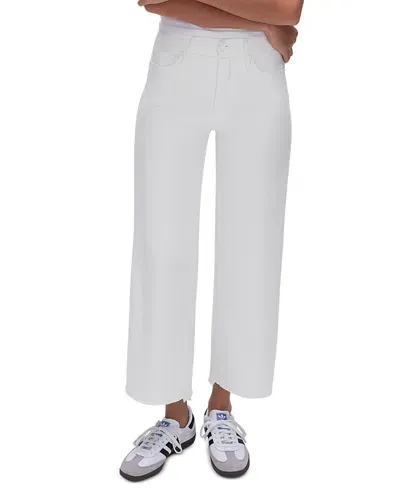 Good American Good Waist Palazzo Cropped Jeans In W001 In White