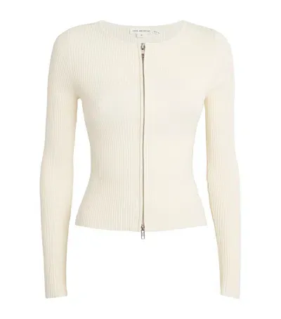 Good American Rib-knit Zipped Sweater In Ivory