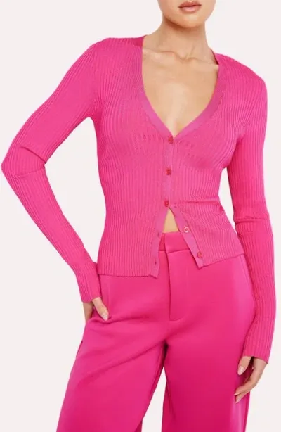 Good American Shine Rib Cardigan In Pink Glow002