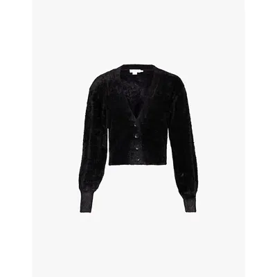 Good American Womens Black001 Fuzzy V-neck Knitted Cardigan