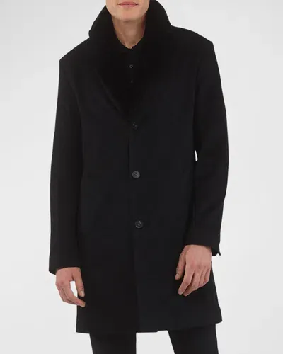 Gorski Men's Loro Piana Cashmere Short Coat With Detachable Lamb Shearling Collar In Black