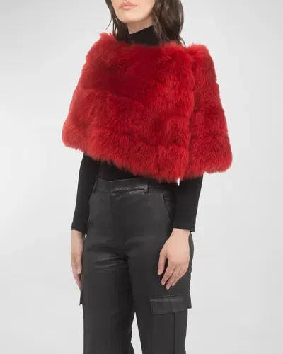 Gorski Reversible Merinillo Shearling Lamb Cape In Red