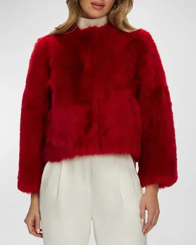 Gorski Reversible Toscana Shearling Lamb Collarless Jacket In Red