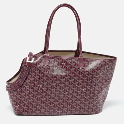 Pre-owned Goyard Ine Coated Canvas And Leather The Chien Gris Bag In Burgundy