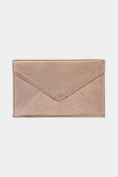 Graphic Image Rose Gold Metallic Goatskin Medium Envelope In Blue