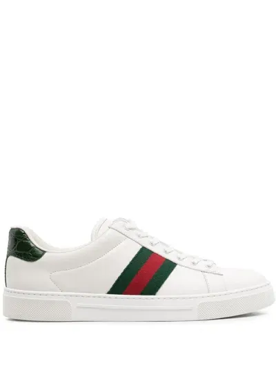 Gucci Ace Leather Sneakers In White