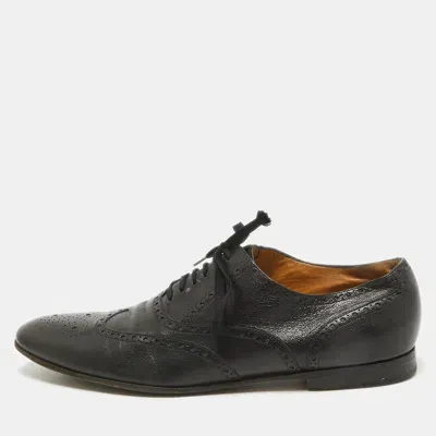 Pre-owned Gucci Black Brogues Leather Lace Up Oxford Size 45