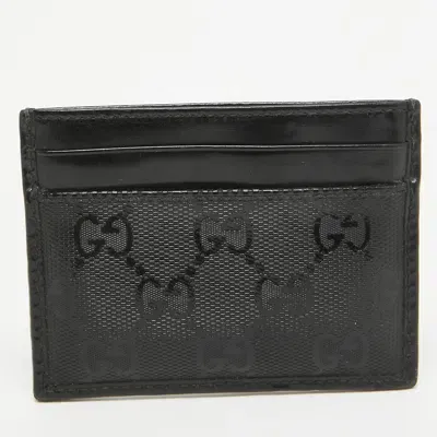 Pre-owned Gucci Black Gg Imprime Canvas And Leather Card Holder