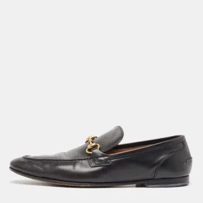 Pre-owned Gucci Black Leather Jordan Horsebit Loafers Size 40.5