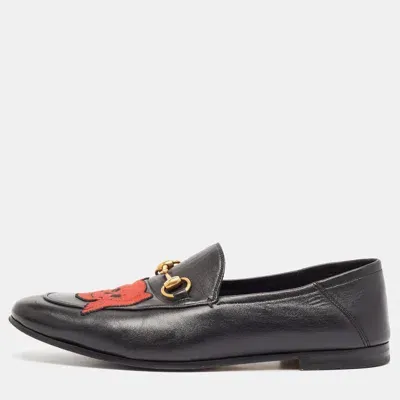 Pre-owned Gucci Black Leather Slip On Loafers Size 43