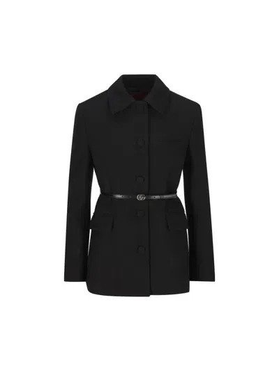 Gucci Wool Crepe Jacket In Black