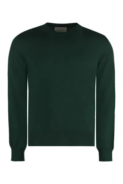 Gucci Embroidered-logo Wool Jumper In Green