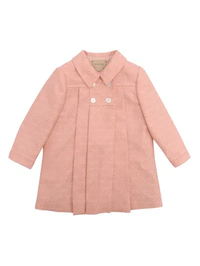 Gucci D/b Coat Flannel Gg In Pink