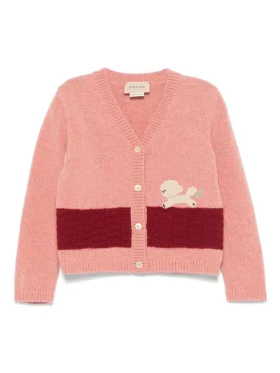 Gucci Babies' Dog-patch Cardigan In Pink