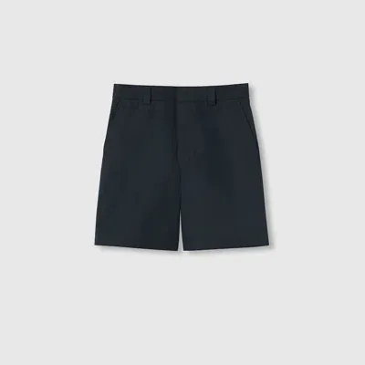 Gucci Double Cotton Twill Short With Web In Black