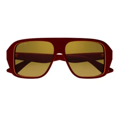 Gucci Eyewear Aviator Frame Sunglasses In Red