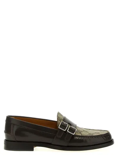 Gucci Gg Buckle Loafers In Brown