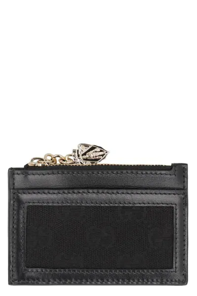 Gucci Gg Fabric Card Holder In Black