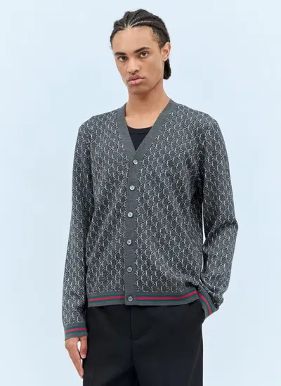 Gucci Gg Shadow Cardigan In Gray