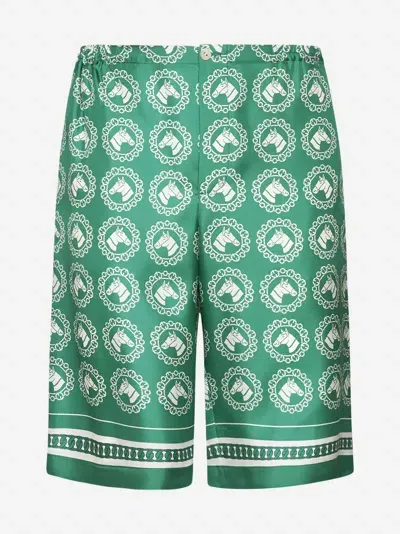 Gucci Horse Motif Shorts In Green