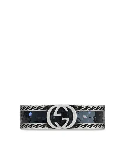 Gucci Interlocking G Enamel Ring In Black