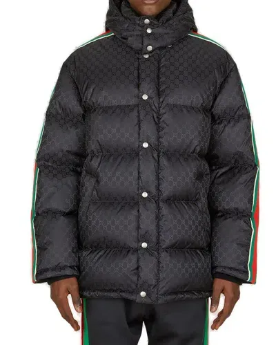 Gucci Jumbo Gg Hooded Jacket In Black