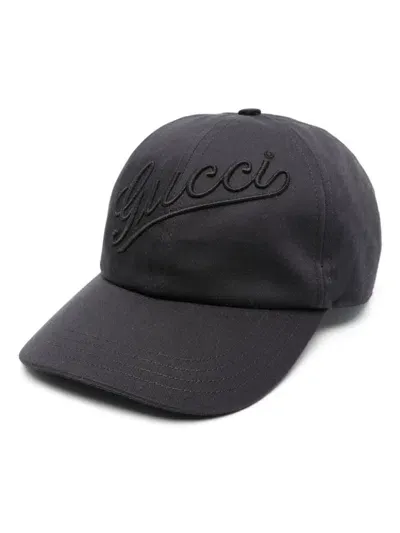 Gucci Logo Embroidered Baseball Hat In Black