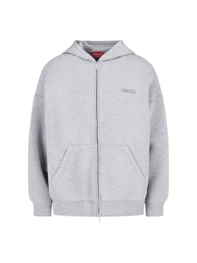 Gucci Logo Hoodie In Gray